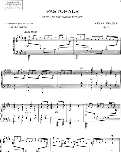 Pastorale (extrait n. 2 des "Œuvres d'orgue") - Transcription pour piano