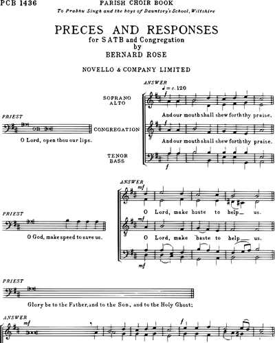 Preces And Responses Sheet Music By Bernard Rose | Nkoda