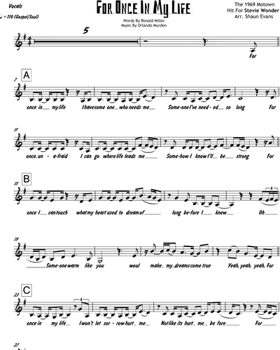 For Once In My Life (6 Horns) (G Major)
