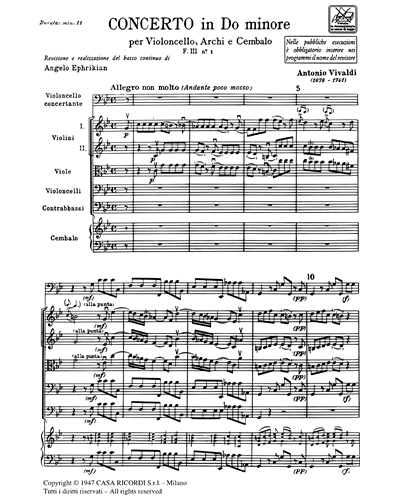 Concerto in Do minore RV 401 F. III n. 1 Tomo 19