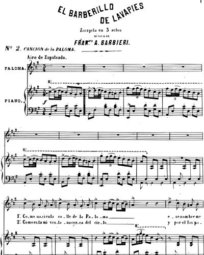 Cancion de la paloma (nº 2 de "El Barberillo de Lavapies")