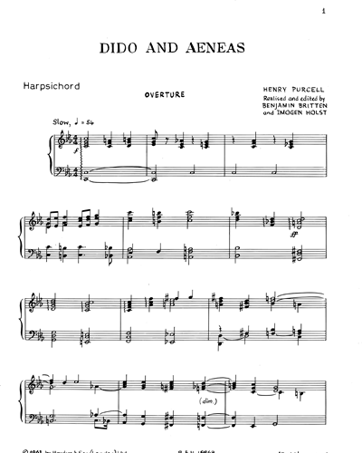 Dido and Aeneas [Britten/Holst Edition]