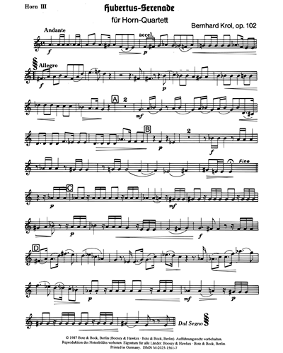Hubertus-Serenade, op. 102