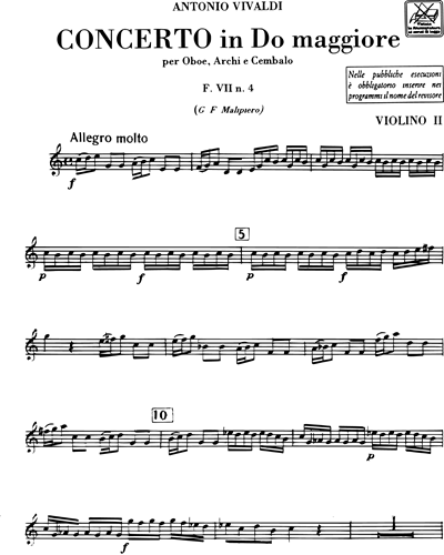 Concerto in Do maggiore RV 451 F. VII n. 4 Tomo 222