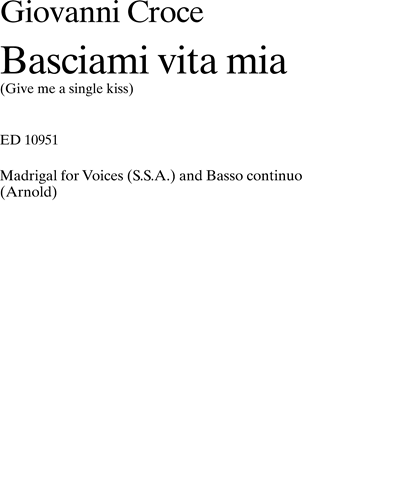 Basciami Vita Mia (Give Me a Single Kiss)