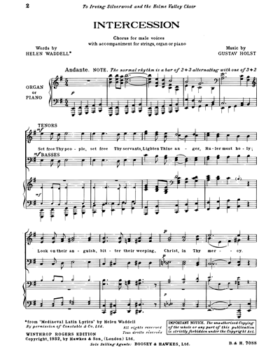 Intercession (from '6 Choruses, op. 53')