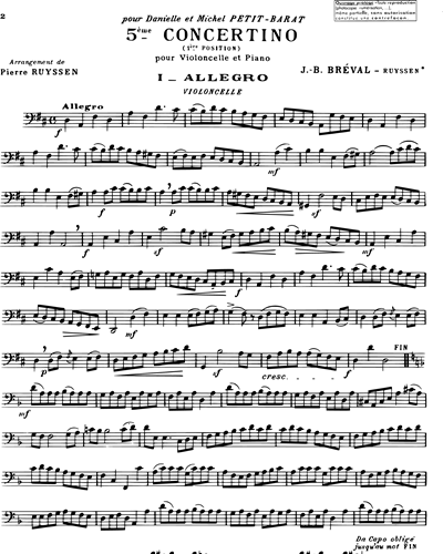 Concertino No. 5 for Cello in D major
