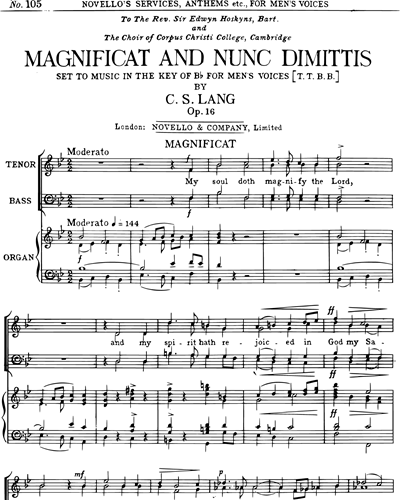 Magnificat and Nunc dimittis in Bb