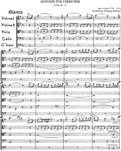 Sinfonie für Streicher G-dur Op. 1 n. 2