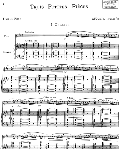 Trois petites pièces pour flûte et piano Sheet Music by Augusta Holmès