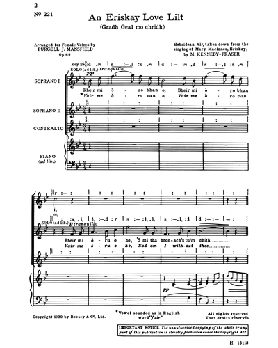 Female Chorus & Piano (ad libitum)