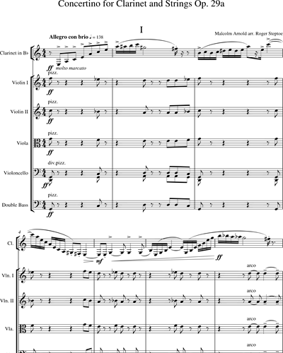 Concertino for clarinet and strings Op. 29a