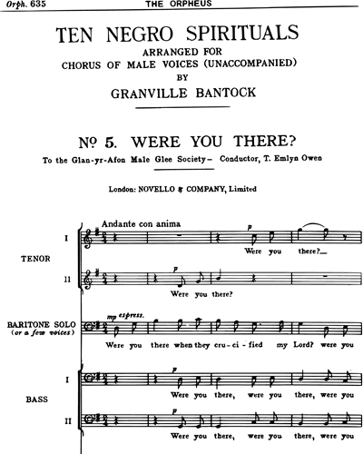 Were you there? (No. 5 from "Ten Negro Spirituals")