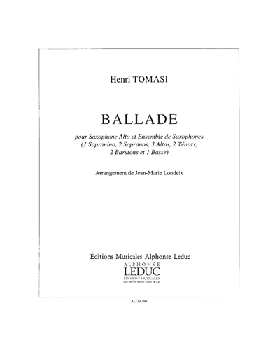 Ballade for Alto Saxophone and Saxophone Ensemble