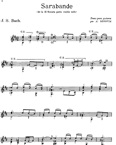 (de la "Sonata II" para violín solo) - Transcripción para guitarra Sheet Music by Sebastian Bach | nkoda