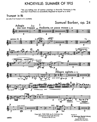 Knoxville, Summer of 1915, Op. 24