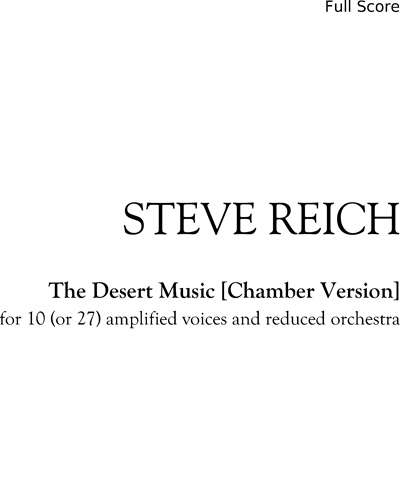 The Desert Music [Chamber Version]