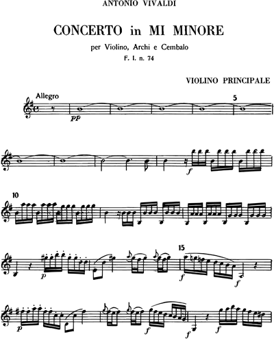 Concerto in Mi minore RV 281 F. I n. 74 Tomo 168 [Solo] Sheet Music by Antonio Vivaldi | nkoda