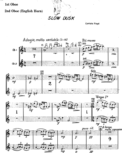 Slow Dusk Oboe 1 Oboe 2 English Horn Sheet Music By Carlisle Floyd Nkoda