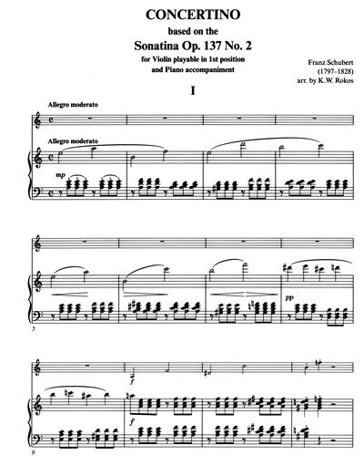 Concertino in A Minor For Violin And Piano Op. 137 No. 2