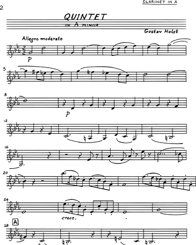 Quintet in A Minor, Op. 3, H. 11