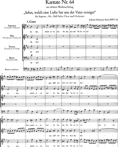 Kantate BWV 64 „Sehet, welch eine Liebe hat uns der Vater erzeiget“