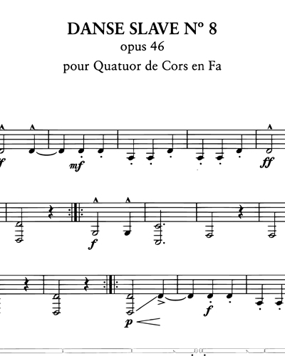 Danse slave, No.8, Op. 46, pour Quatuor de Cors en Fa