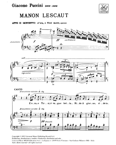 L'ora, o Tirsi (dall'opera "Manon Lescaut")