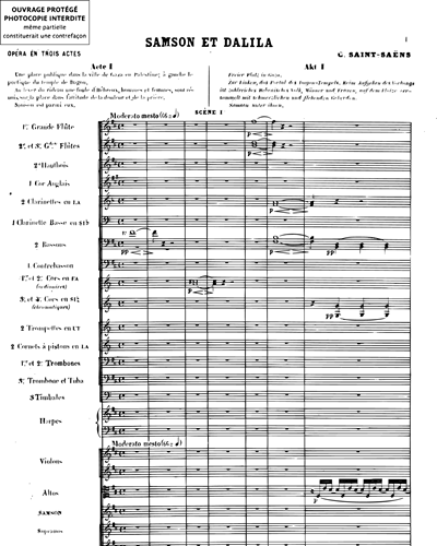 Samson et Dalila Opera Score Sheet Music by Camille Saint-Saëns