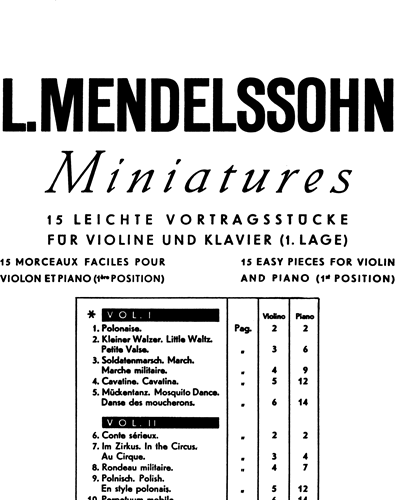 Miniatures For Violin And Piano Vol. 1