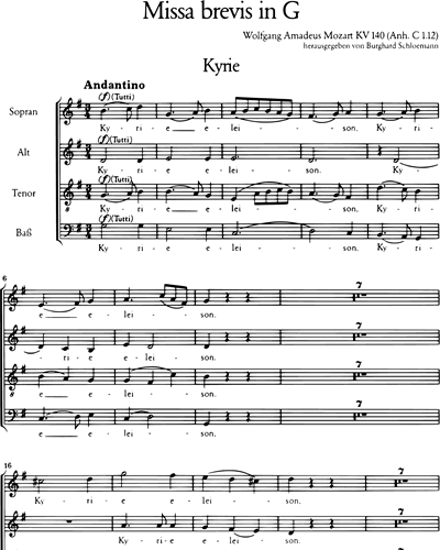 Missa brevis in G major, KV 140 (Anh. C 1.12)