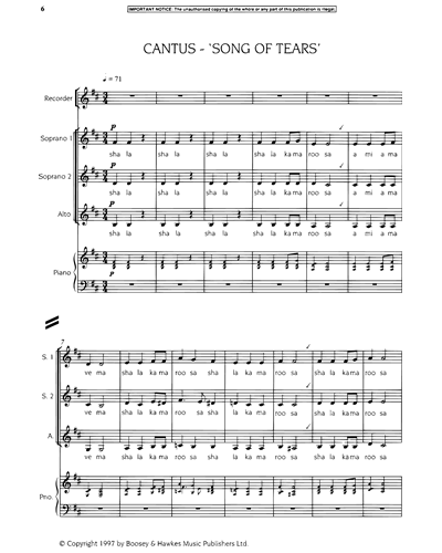 Female Chorus & Recorder (Optional) & Piano