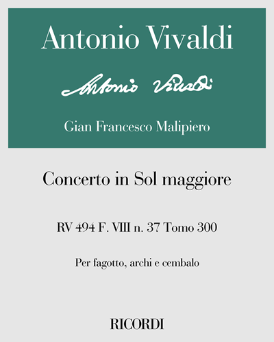 Concerto in Sol maggiore RV 494 F. VIII n. 37 Tomo 300