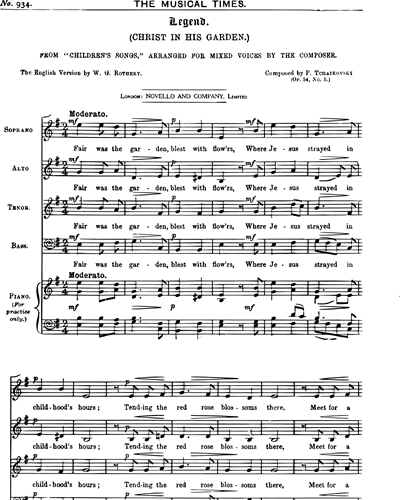Legend (Christ in His Garden) Op. 54 No. 5