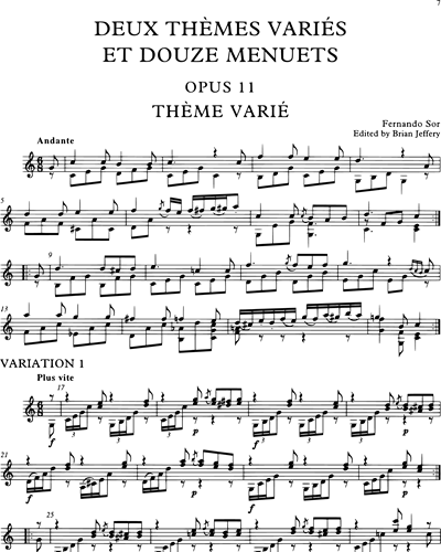 Deux thèmes variés et douze menuets, Op. 11