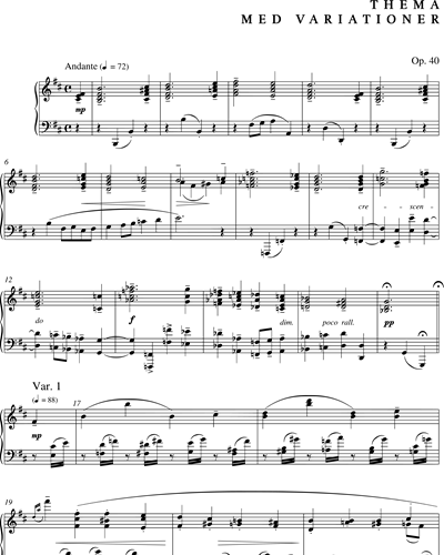 Theme and Variations, Op.  40