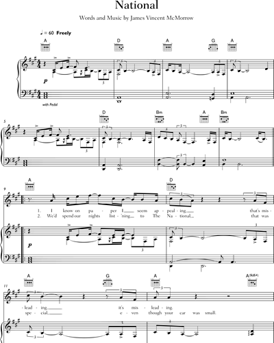 National Guitar & Piano & Voice Sheet Music by James Vincent McMorrow ...