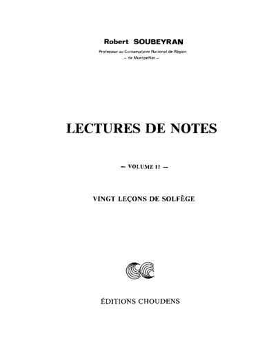 Lectures de notes, Vol. 2