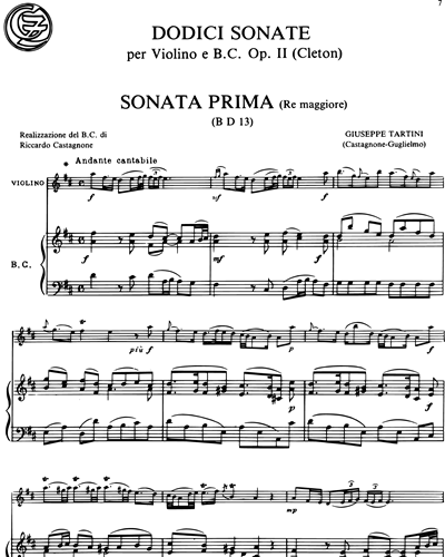 Dodici sonate per violino e basso continuo Vol. 1