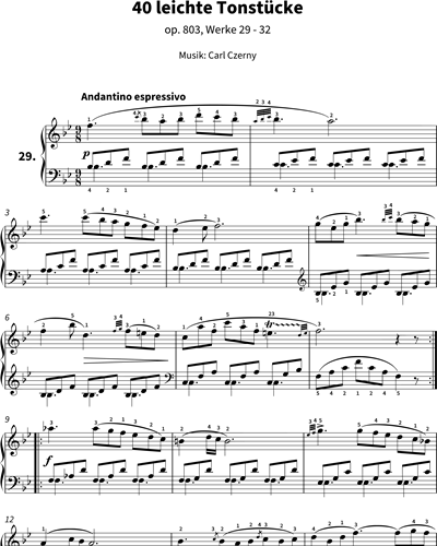 40 Easy Tone Pieces, op. 803 No. 29 - 32