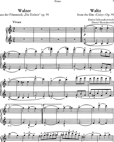 Waltz and Polka Piano 4 Hands First Sheet Music by Dmitri Shostakovich, nkoda