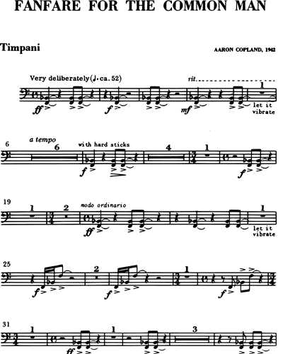 Aaron Copland Fanfare For The Common Man Timpani Sheet Music Nkoda
