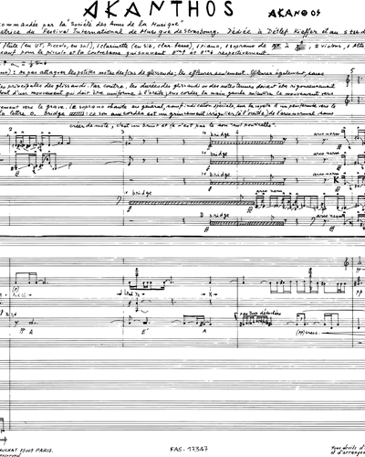 Akanthos Sheet Music by Iannis Xenakis | nkoda