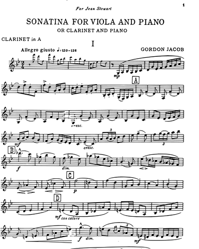 Sonatina for Viola (or Clarinet in A) and Piano