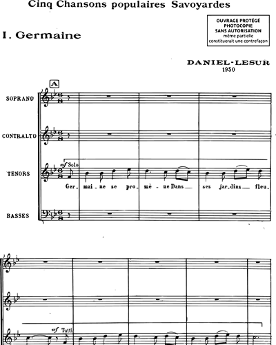 Germaine (extrait n. 1 des "Cinq chansons populaires savoyardes")