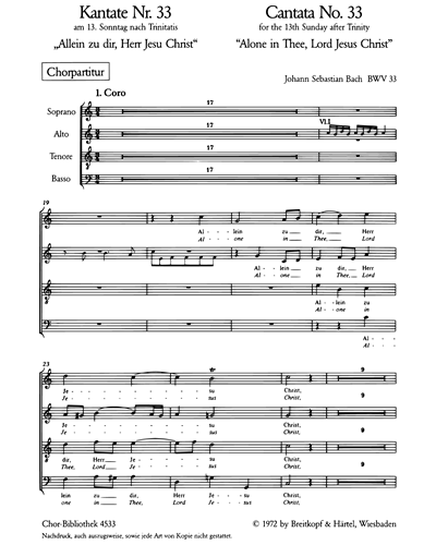 Kantate BWV 33 „Allein zu dir, Herr Jesu Christ“