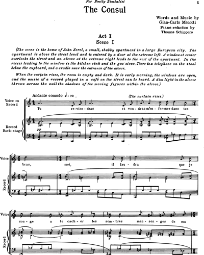 [Act 1] Opera Vocal Score [it]