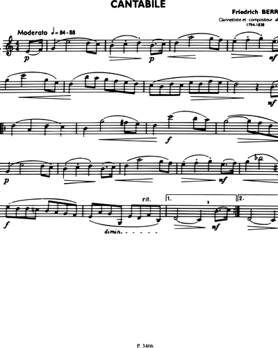 La Clarinette Classique, Vol. B: Cantabile