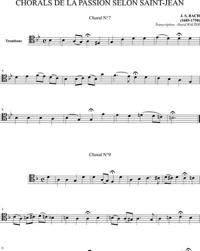 Chorals de La Passion selon Saint Jean pour Quintette de Cuivres