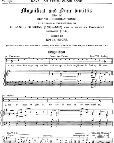 Magnificat and Nunc Dimittis No. 1a for SATB & Organ